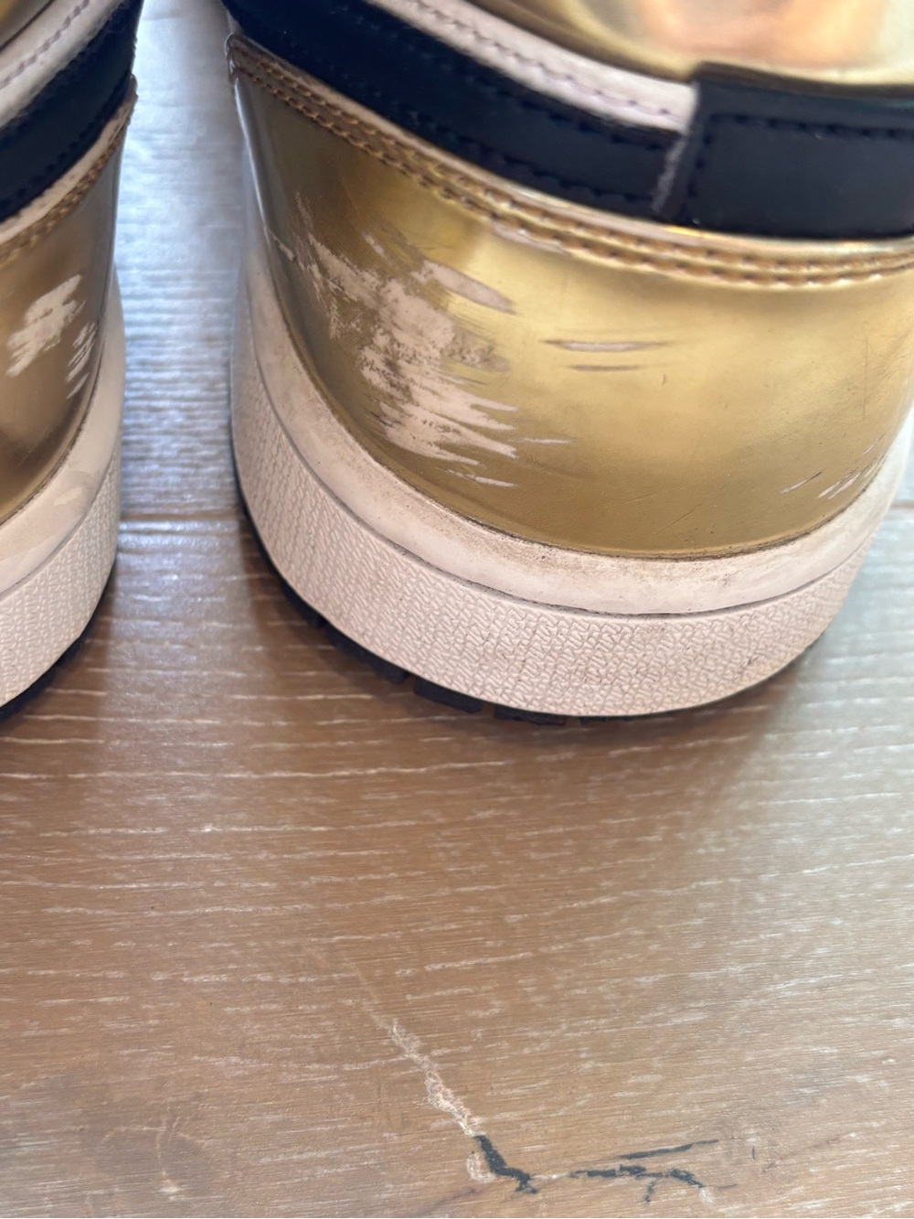 Nike Air Jordan 1 Mid White, Metallic Gold & Black - Picture 4 of 9